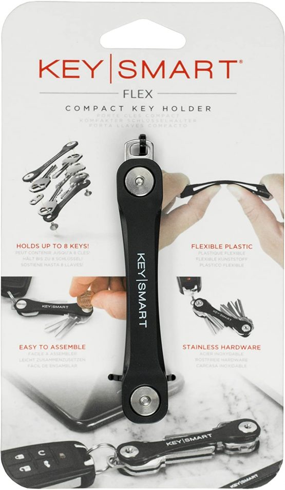 KeySmart Flex - Compact Key Holder and Keychain Organizer (up to 8 Keys, Black)