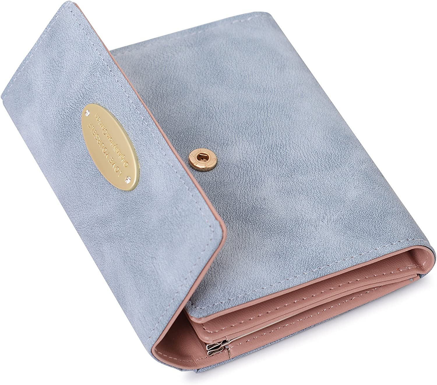 Wallets Women Vodabang Ladies Clutch Purse Soft Frosted PU Leather Credit Card Wallet with Coin Compartment (Blue)