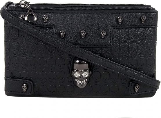 GOTHIC SKULL CRYSTAL HEAD Ladies Handbag Clutch Evening Handbag | Backpack Rucksack | Steam Punk Rock Goth | School College PU Vegan Leather Bag