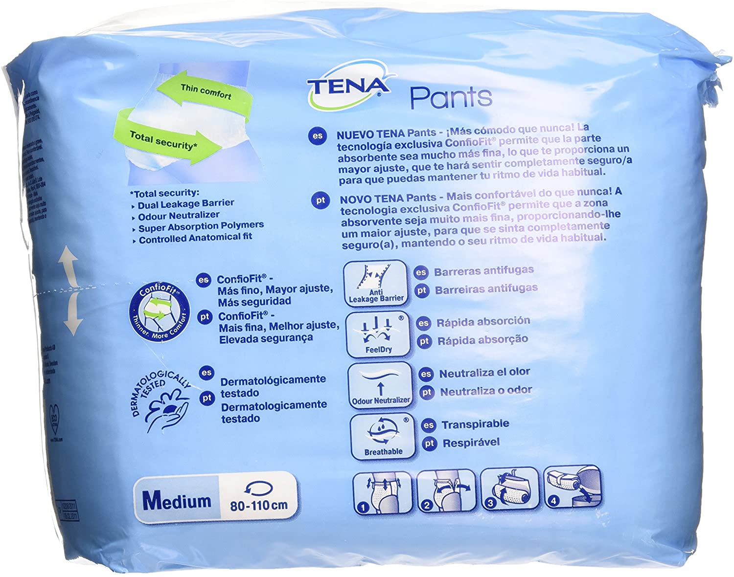 Tena Pants Plus Classic - Medium (80-110cm) Pack of 14, White - Image 3