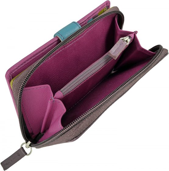 Ladies Multi-Coloured Leather Purse with RFID Protection for 7 Cards, Notes and Coins (Black) - Image 3