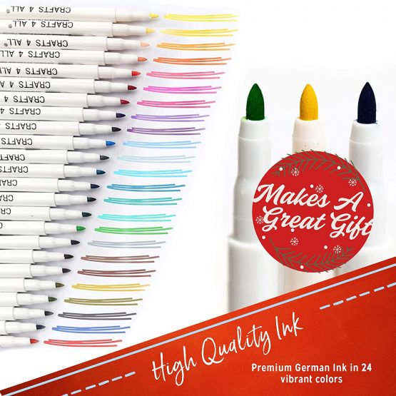 Fabric Markers Permanent Art Markers 24 SET Premium Quality Fine Tip MINIMAL BLEED fabric pens By Crafts 4 ALL d safe & non-toxic. - Image 3