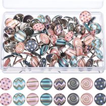 TecUnite Creative Fashion Push Pins Decorative Thumbtacks for Wall Maps, Photos, Bulletin Board or Cork Boards, 8 Different Patterns, 80 Pieces (Multicolor B)