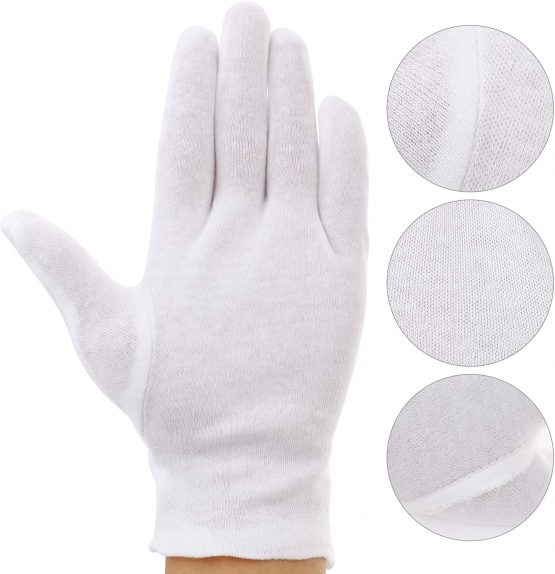 Incutex 1 pair of white cotton gloves moisturising, cloth gloves cosmetic gloves spa gloves, size M - Image 2