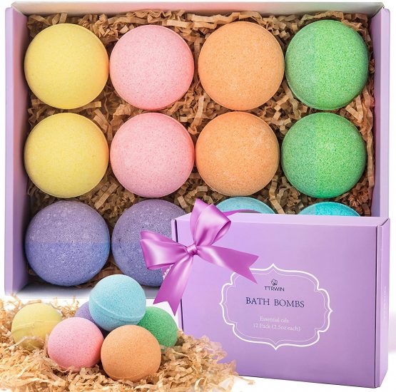 Bath Bombs Gift Set, TTRwin 12 Fizzy Bubble Bath Bath Bombs, Organic