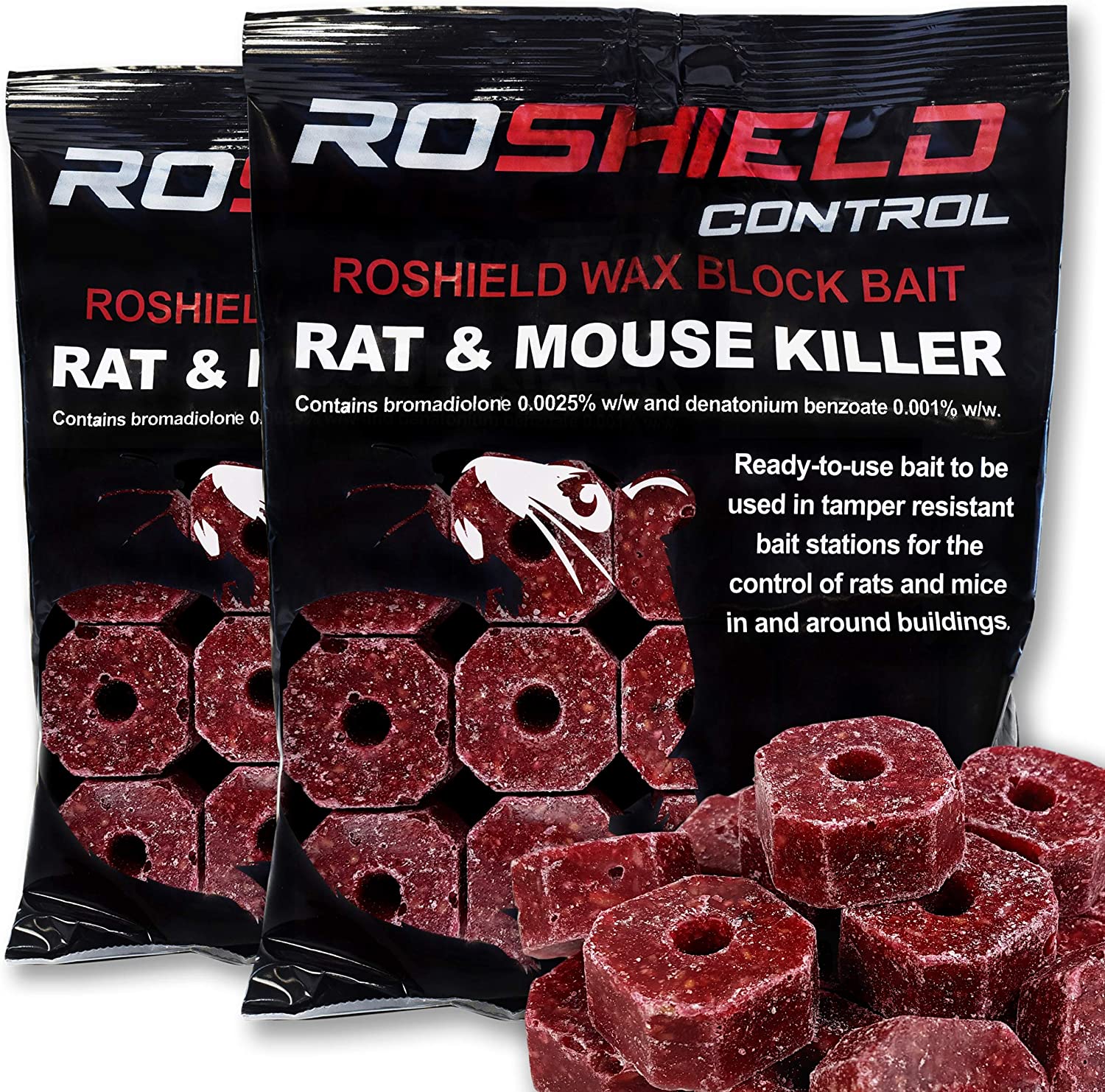 Roshield 600g Wax Block Bait for Rat & Mouse Killer Poison Control, Indoor