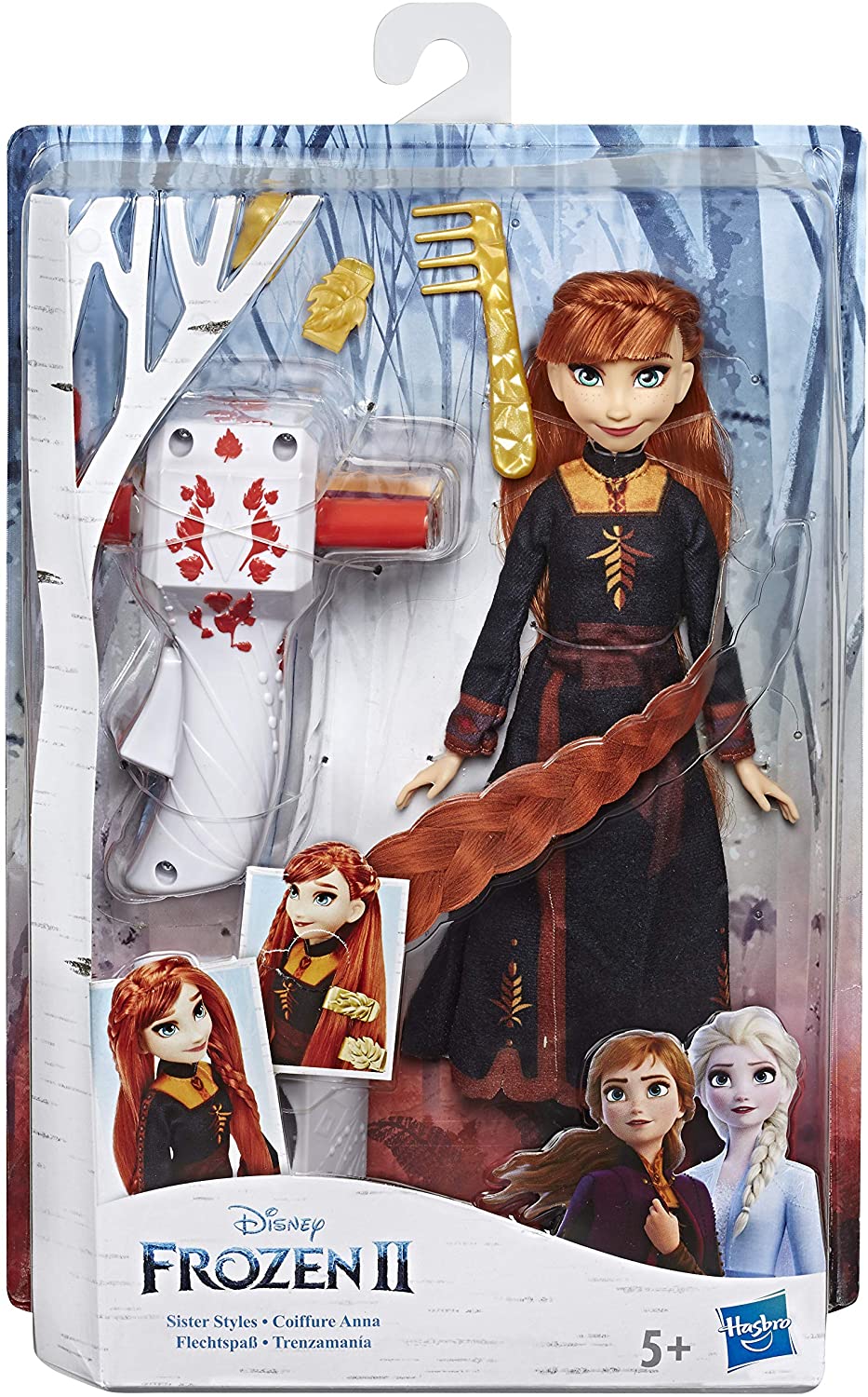 Disney Frozen Sister Styles Anna Fashion Doll With Extra-Long Red Hair, Braiding Tool and Hair Clips - Toy For Kids Ages 5 and Up - Image 2