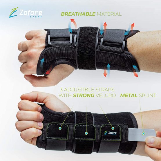 Carpal Tunnel Wrist Brace Support with Metal Splint Stabilizer by Zofore - Helps Relieve Tendinitis Arthritis Carpal Tunnel Pain - Reduces Recovery Time for Men Women - Right (S/M) - Image 4