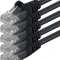 1aTTack - 5m - black - 5 pieces - Ethernet Gigabit Lan network cable (RJ45) 1000Mbit/s patch cable UTP compatible with CAT.5 CAT.5e CAT.7