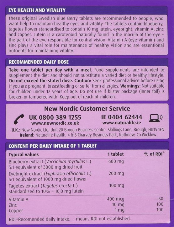 New Nordic Blue Berry Mega Strength OneADay Tablets 30 Tablets