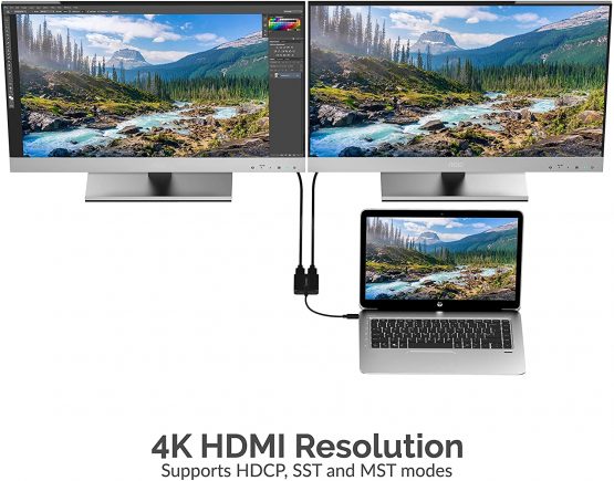 Sabrent USB Type-C Dual HDMI Adapter [Supports Up to Two 4K 30Hz Monitors, Compatible with Windows Systems Only] (DA-UCDH) - Image 2