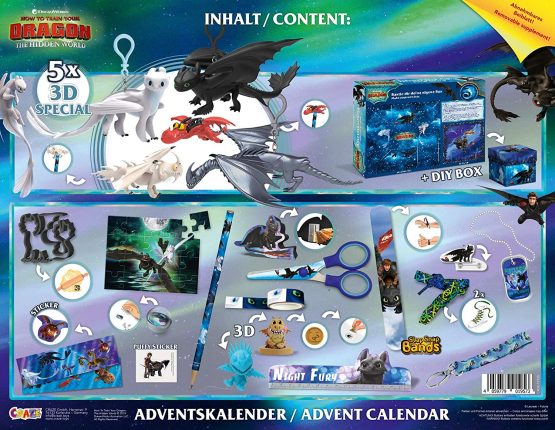 CRAZE Premium Advent 3 How To Train Your Dragon 2019 Toy Calendar For 