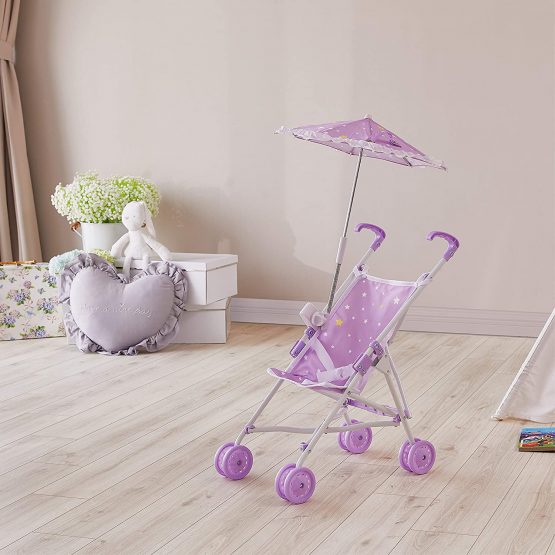 Olivia's Little World Classic Baby Doll Stroller Pushchair & Parasol Purple OL-00005