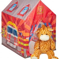 Relaxdays 10028886 Firehouse Tent, Large Playhouse for Boys & Girls, Indoor Use, 3 Years & Up, 103 x 71 x 94 cm, Red