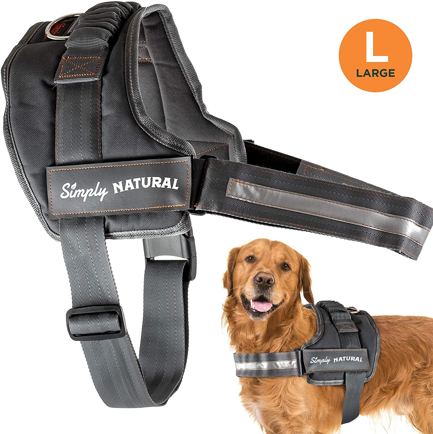 Simply Natural Dog Harness Large Escape Proof Dog Harness with Easy On Closures in a Stronger Super Soft Dog Harness