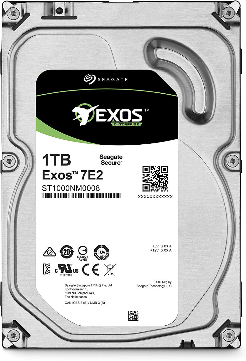 Seagate 3.5 Inch 1 TB Exos E-Class Enterprise SATA Internal Hard Disk Drive - Silver