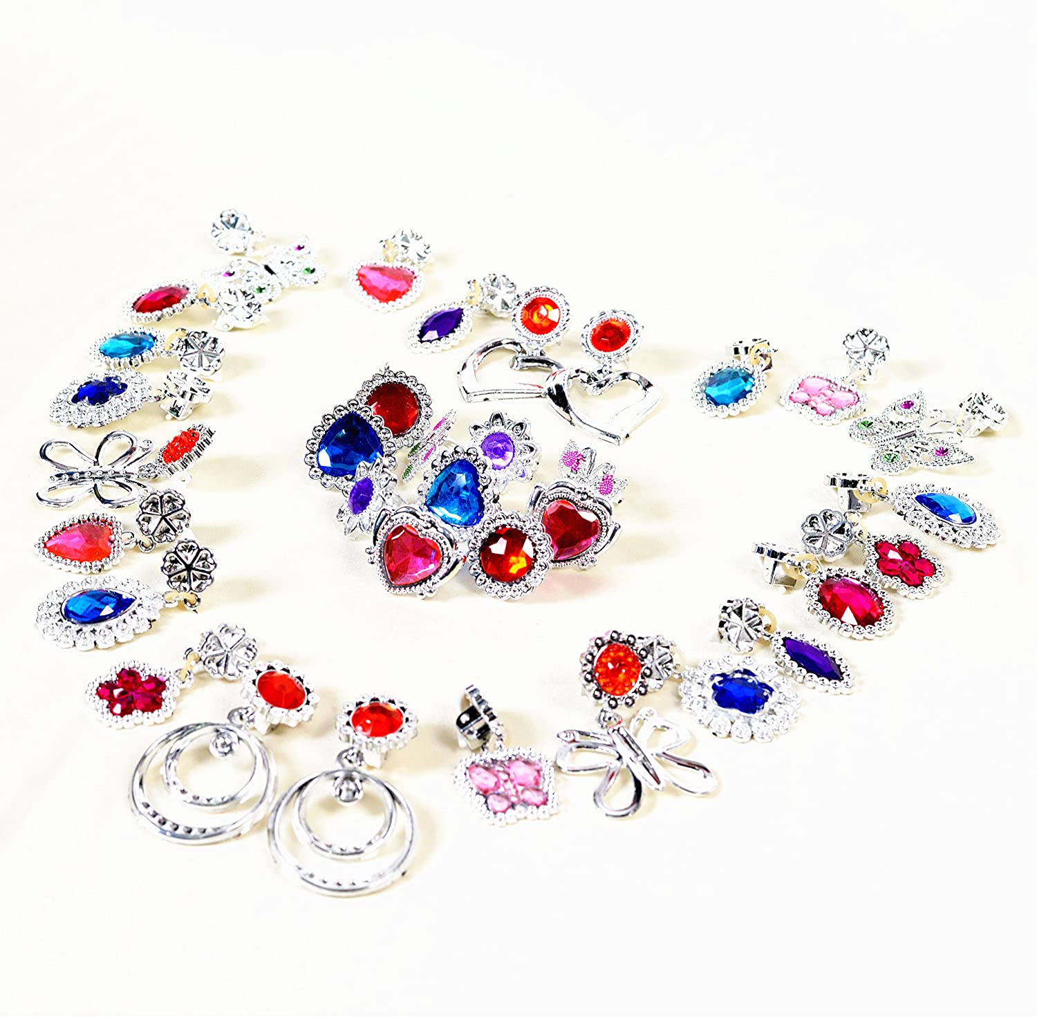 Jewelry Toy,62 Pieces Princess Pretend Jewelry Toy Playset,Assorted Jewelry Dress Up Toys Rings,Earrings,Necklaces,Crowns,Bracelets,Wands for Girls Birthday Gift,Princess Party Favors - Image 3