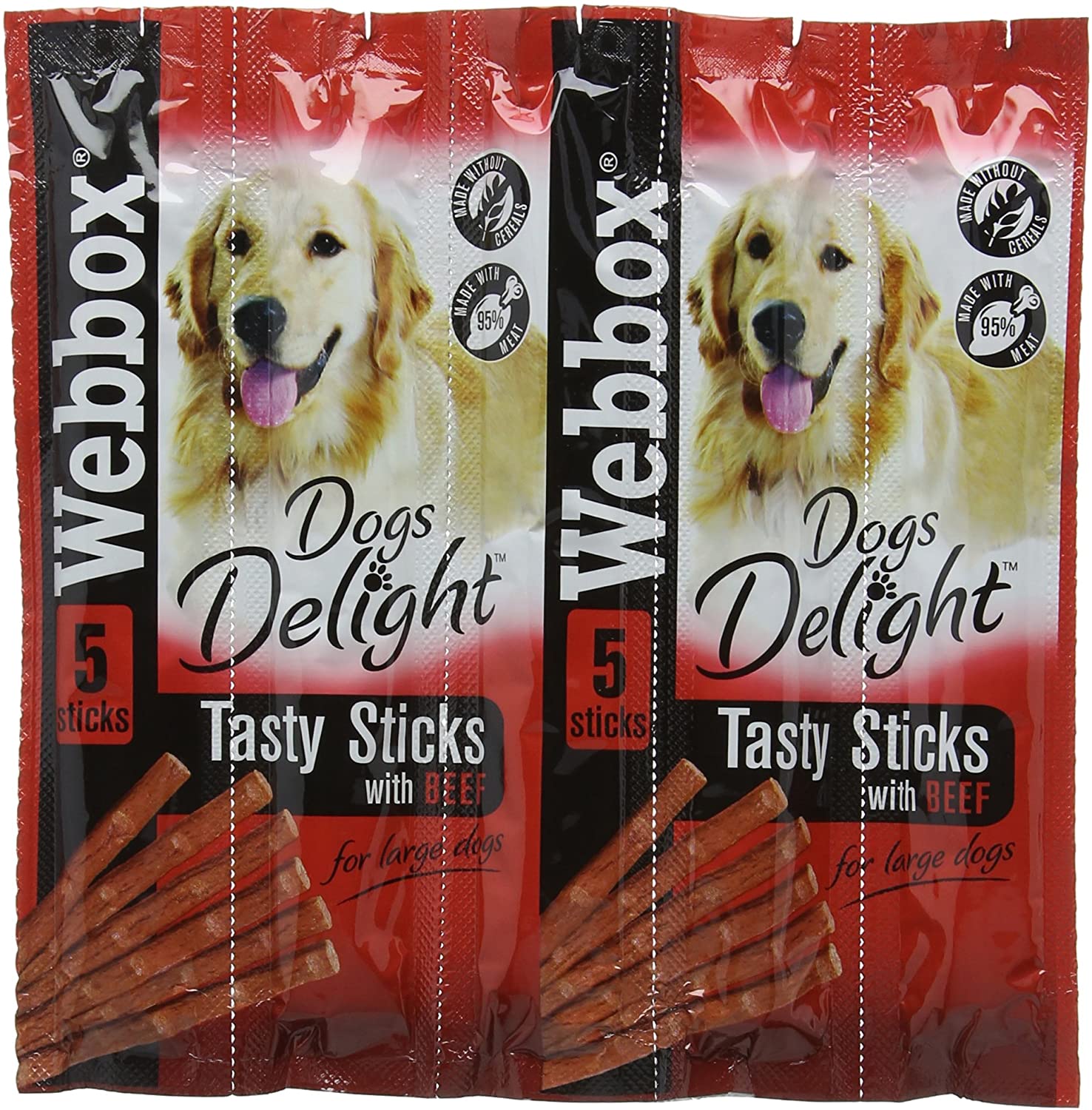 Webbox Dogs Delight Beef Sticks, 55 g, Pack of 18, 55 g (Pack of 18)
