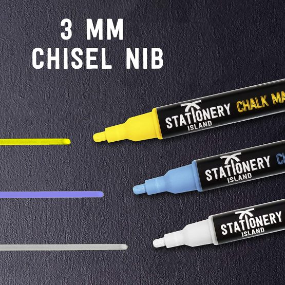 Stationery Island D30 Assorted Colours Chalk Pens - 3mm - Pack of 10 - Fine Bullet Nibs - Dry Wipe Erase Liquid Markers - For Glass, Mirrors, Windows, Whiteboards, Signs and Nonporous Blackboards - Image 3