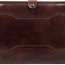 Time Resistance Hand-Crafted Full Grain Leather Documents Holder Leather Organizer Portfolio Laptop Holder (Dark Brown)