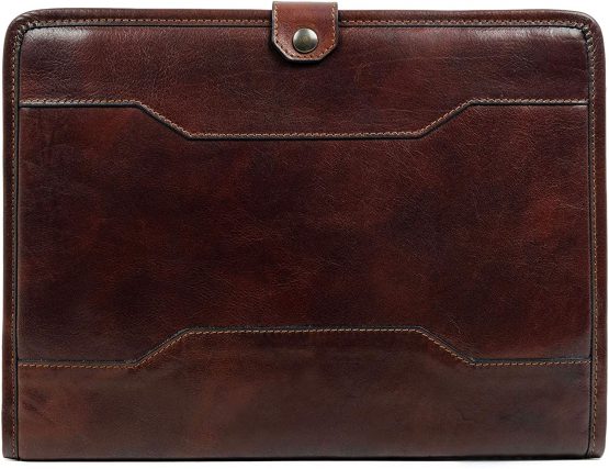 Time Resistance Hand-Crafted Full Grain Leather Documents Holder Leather Organizer Portfolio Laptop Holder (Dark Brown)