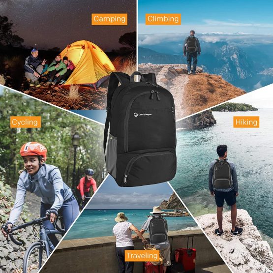 ComfyDegree - Packable Ultralight Hiking Backpack, Foldable Lightweight Multi-functional Casual Camping Trekking Rucksack Cycling Travel Climbing Mountaineer Outdoor Sport Daypack Bag - Image 4