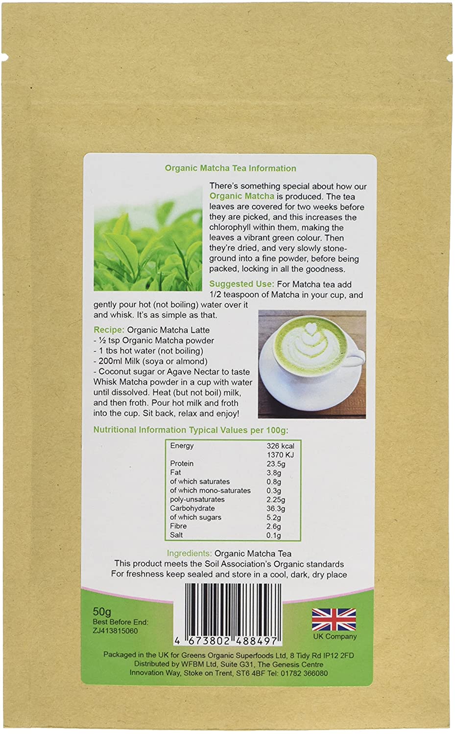 Greens Organic 50 g Matcha Tea, White, 50g - Image 2