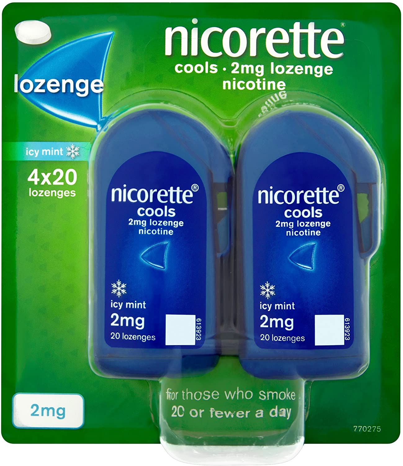Nicorette Cools 2 mg Lozenge- 4 x 20 Icy Mint Nicotine Lozenges (Quit Smoking and Stop Smoking Aid)