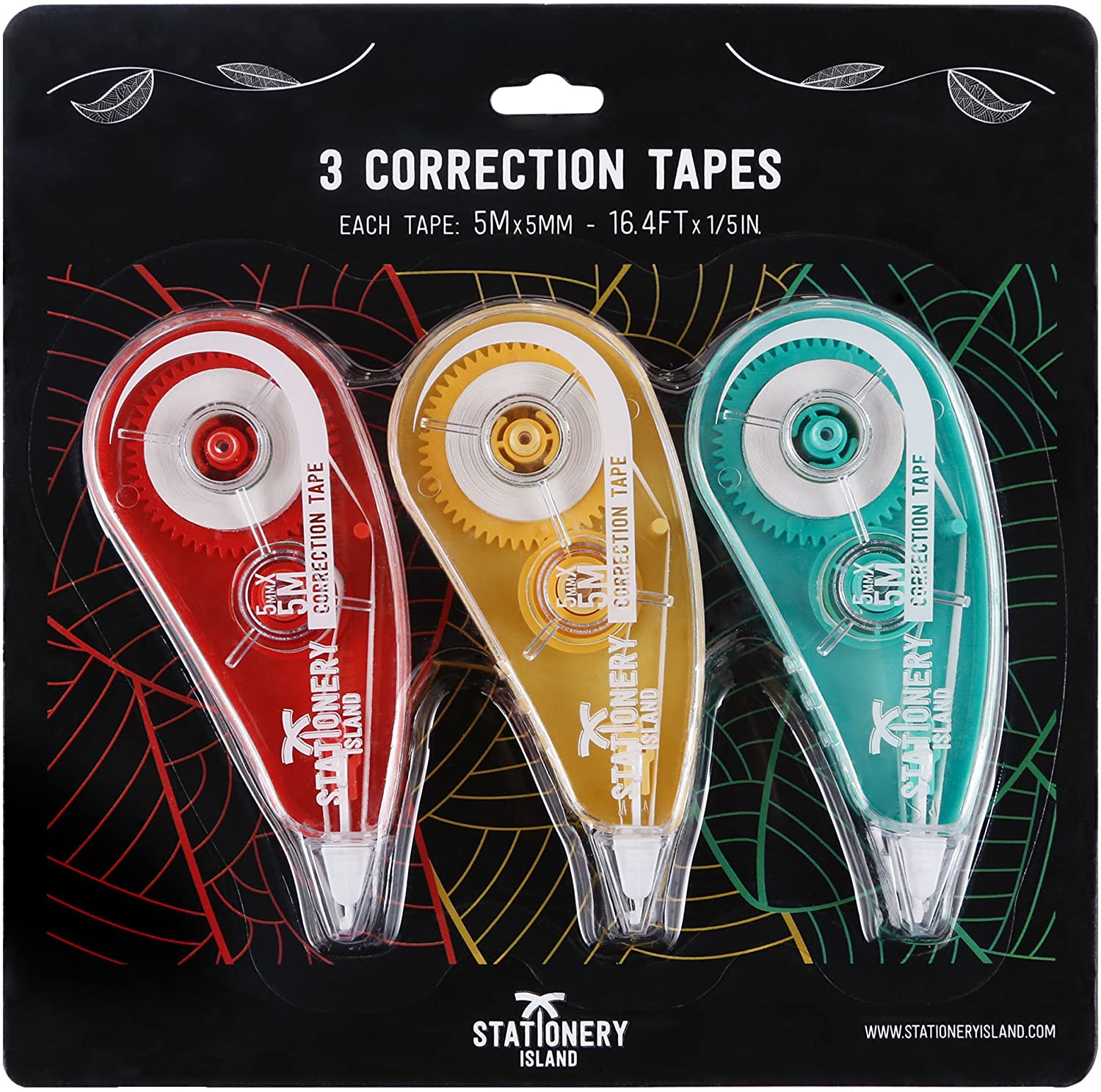 STATIONERY ISLAND Correction Tape 3Pcs, White Out Correction Tape Mouse Whiteout roller for School and Office Supplies - 5m x 5mm - Image 2
