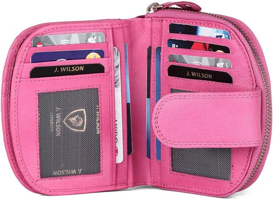 Ladies RFID Safe Designer Leather Purse Card Women Wallet Zip Pocket Boxed - Image 3