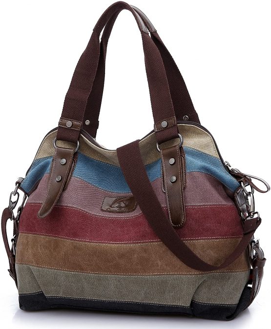 HASAGEI Women's Canvas Multi-Color Hobos Shoulder Cross Body Bag Tote Shopping Handbag Ladies Casual Chic Bags