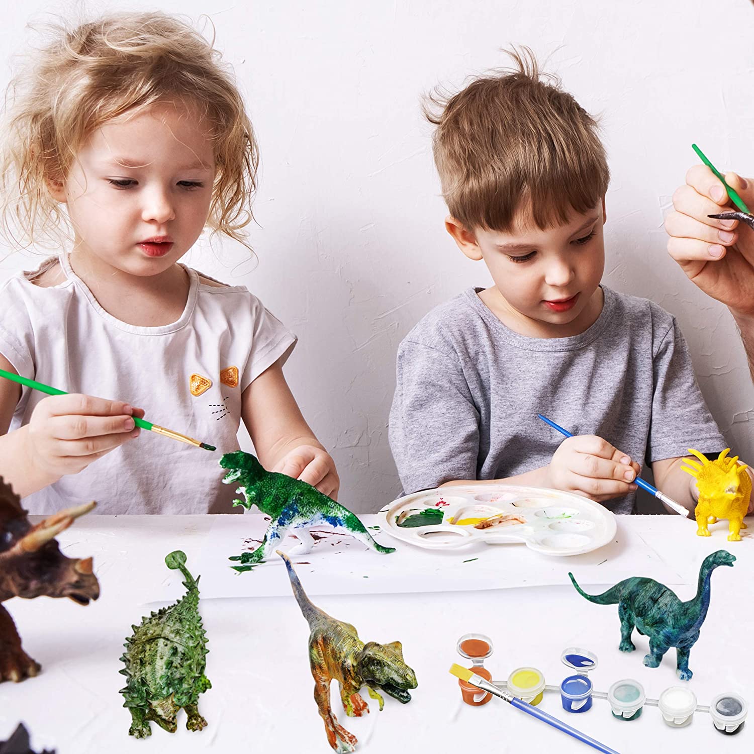 THE TWIDDLERS 3D Dinosaur DIY Craft Kit with 5 Dinosaur Figurines, Complete Set Including 5 Paint Sets, 5 Brushes - Image 2