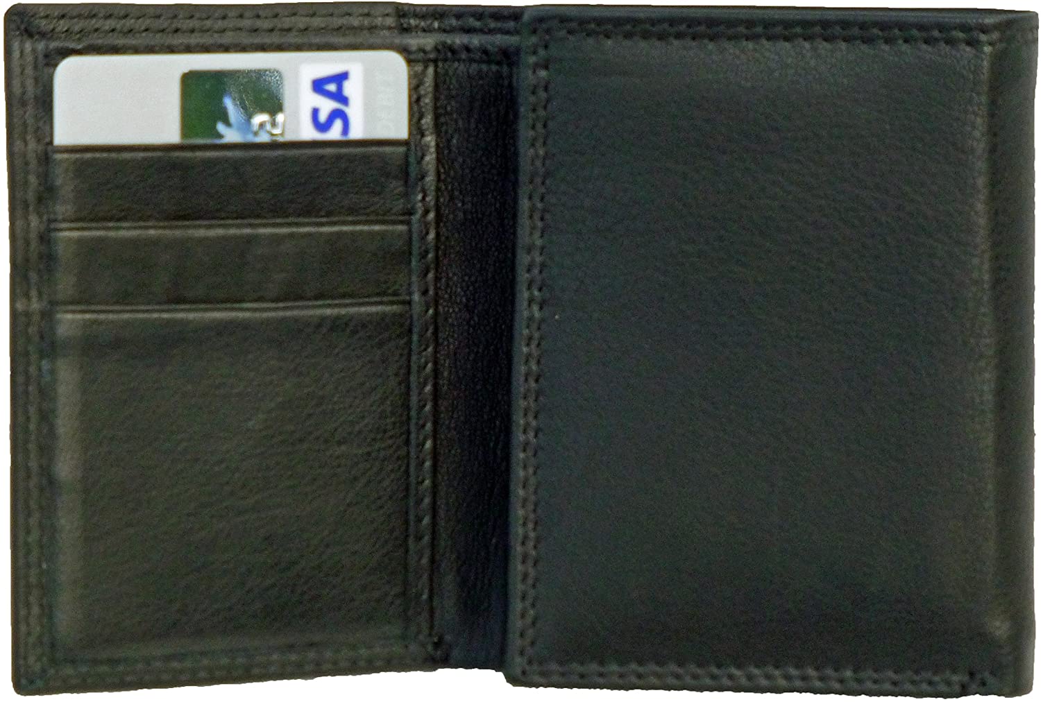 Hide and Sleek Mens Compact Pocket Leather Trifold Wallet (Black) - Image 3