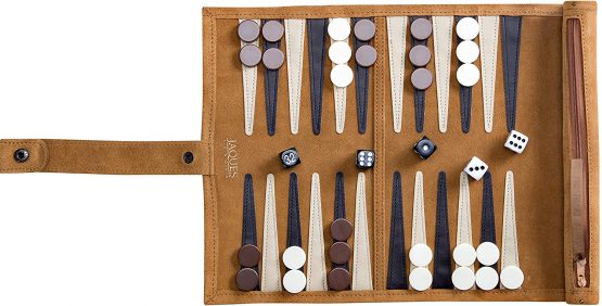 Jaques of London Backgammon Set | Luxury Backgammon Set | Travel Roll Up Backgammon Game with Traditional Tan Design | Genuine Leather Backgammon Set | Since 1795 - Image 2
