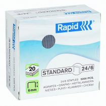 Rapid - 24859800 - Standard Staples 24/6, Length 6 mm, 5000 Staples, Staples up to 20 sheets, Flexible Galvanized Wire - Random Model