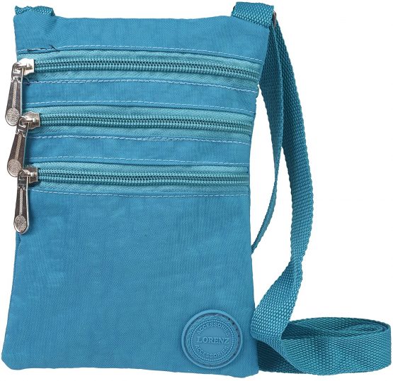 Ladies Crinkled Nylon Small Cross Body Bag Organizer
