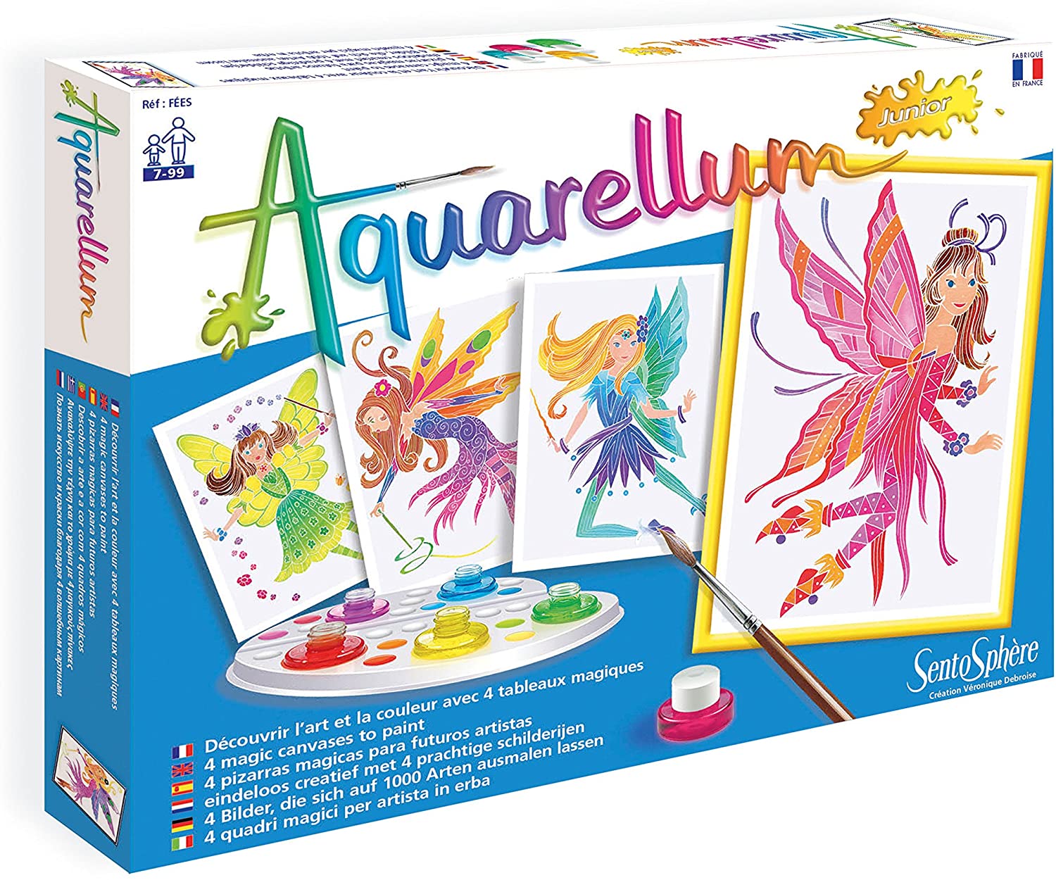 Sentosphère 3900672 "Aquarellum Junior Fairies Painting Set, Pink, Purple, Green