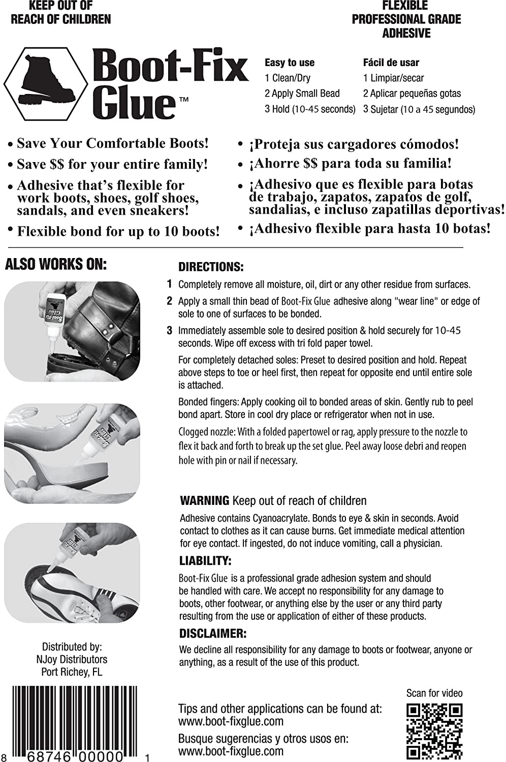 Boot-Fix Glue, Professional Grade Shoe Repair for Boots & Shoes, Instant Bond, Clear Drying, & Durable, for Leather Rubber - Image 3