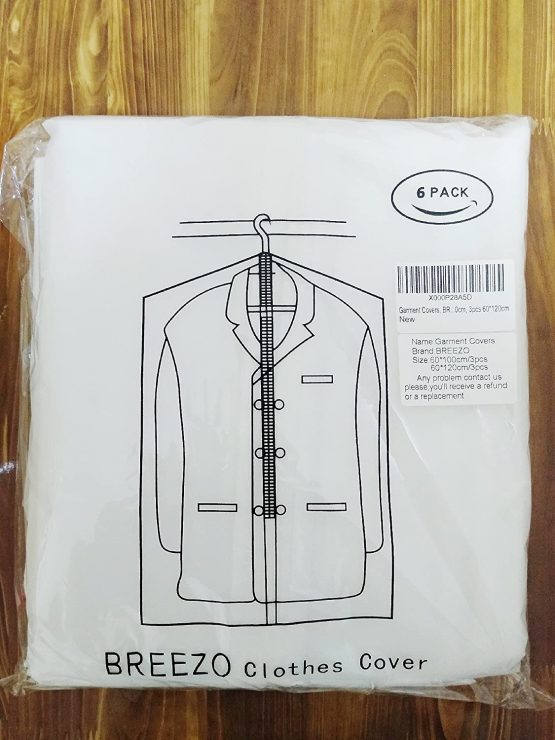 BREEZO Clothes Covers, Pack of 6 PEVA Dustproof Garment Covers Damp-proof Garment Bag, Full Zipper Suit Bag, Washable Waterproof Transparent Dress Cover (3pcs 60 * 100cm +3pcs 60 * 120cm) - Image 2