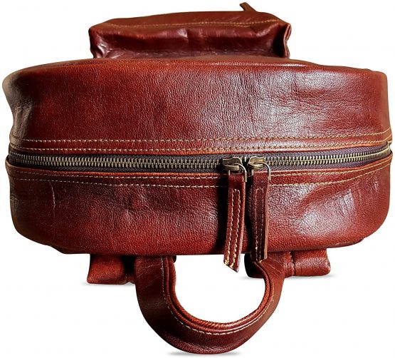 18" Brown Leather Backpack Vintage Rucksack Laptop Bag Water Resistant Casual Daypack College Bookbag Comfortable Lightweight Travel Backpack Hiking/Picnic Bag for Men - Image 3