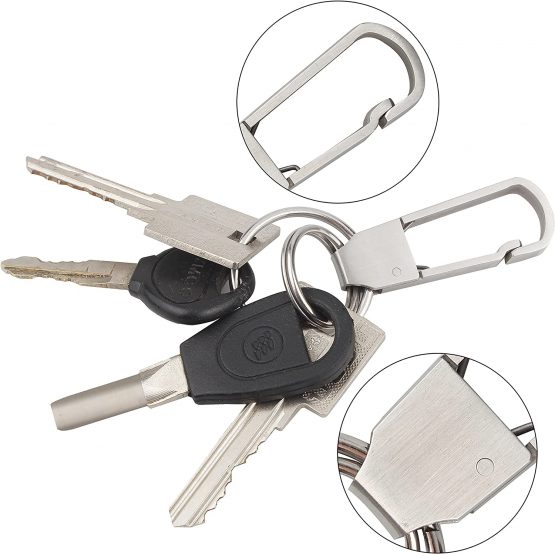 Wisdompro Keychain, 2 Pack Heavy Duty Keychain (One 8 Inch Pocket Keychain for Keys & Wallets and One Stainless Steel Key-Clips with Belt Hook) - Image 2