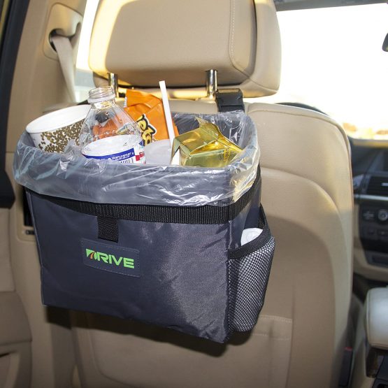 Drive Auto Products Car Bin – Medium Rubbish Bins for Stowing and Tidying w/ Disposable Liners and Adjustable Black Strap – Car Accessories - Image 4