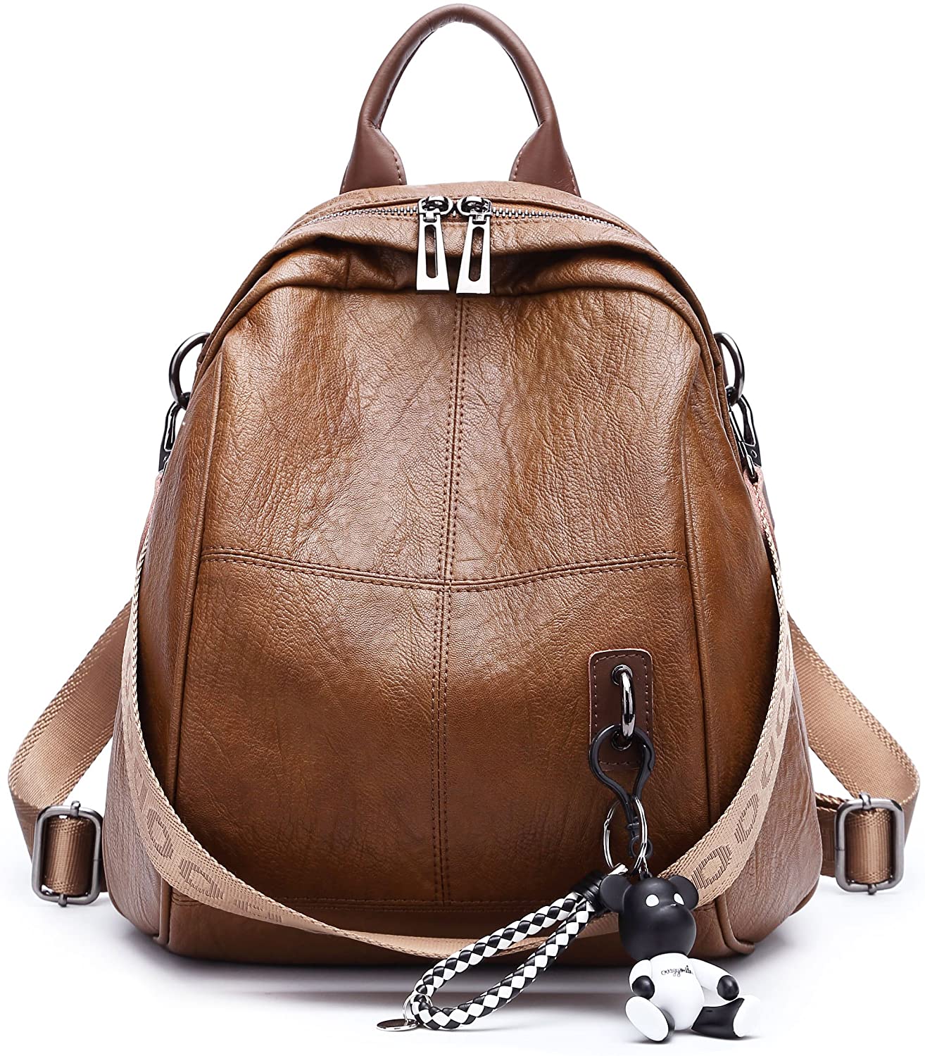 DEERWORD Women's Backpack Handbags Ladies Rucksack Shoulder Bags PU Leather Mini Anti-theft Dayback Brown