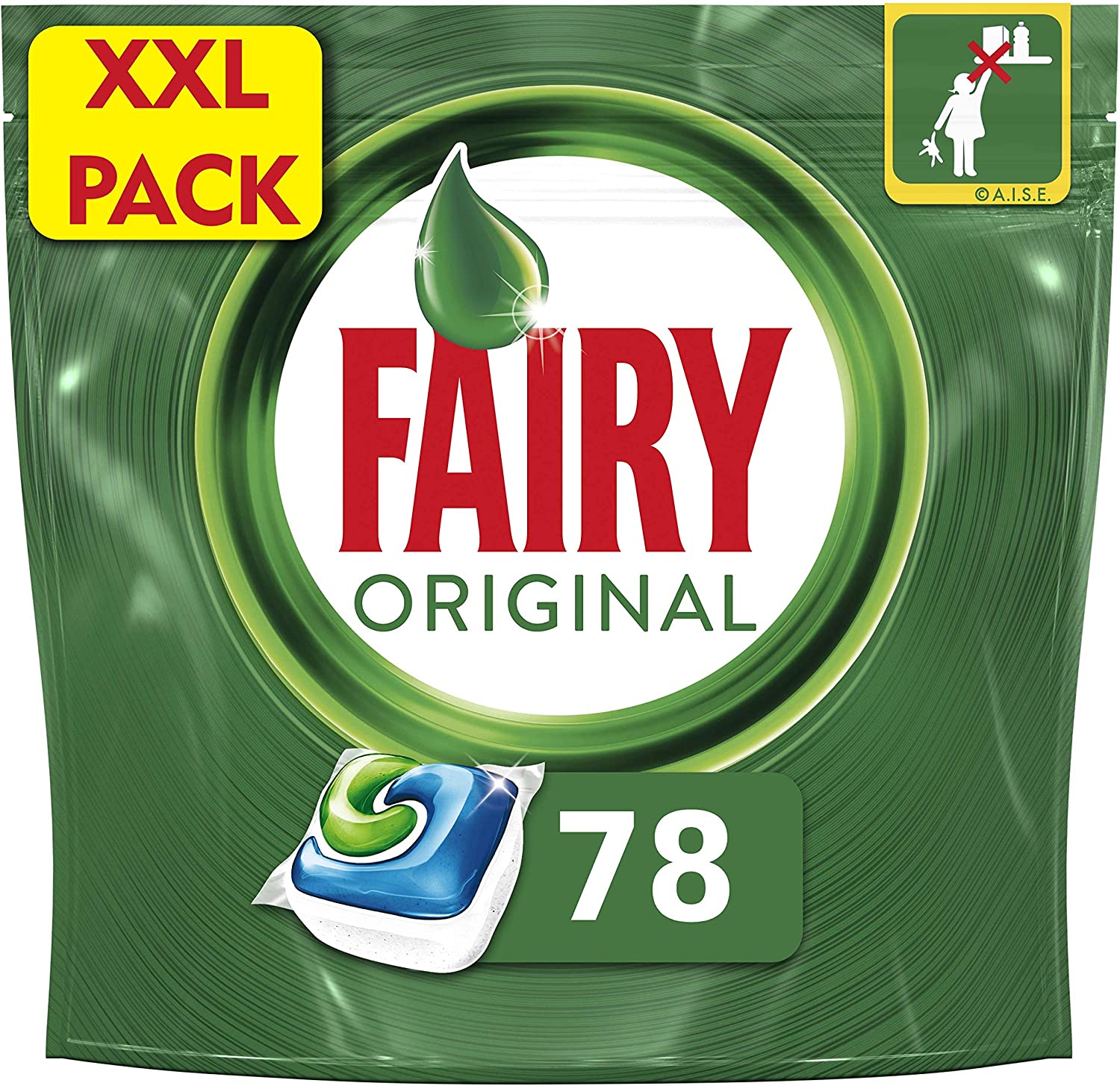Fairy All-In-1 Dishwasher Tablets Bulk, 70 Tablets, Original, XXL Pack, Effective Even On Dried-On Grease