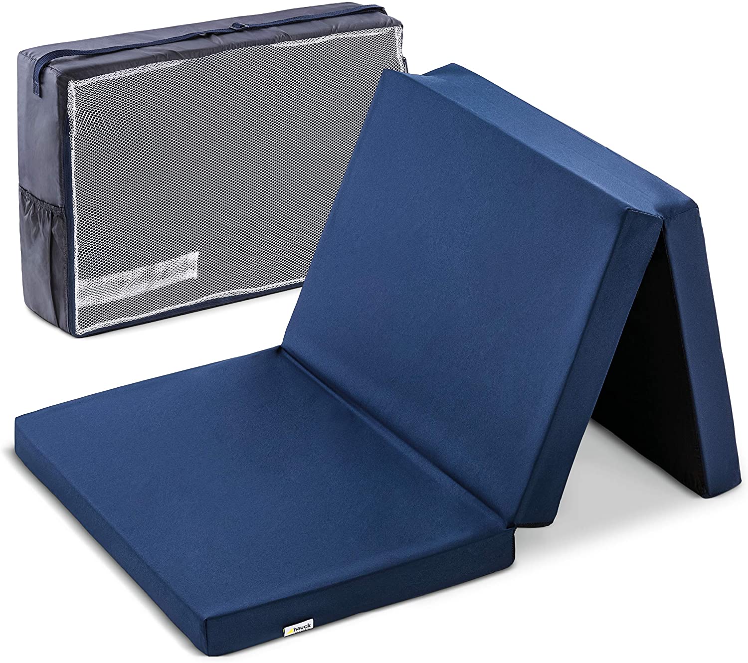 hauck Sleeper, Navy, Foldable Travel Cot Mattress 120x60x5 cm with Carry Bag, Foam Filling, Lightweight, Portable