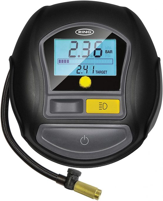Ring Automotive Ring RTC1000 12V Rapid Preset Digital, Air Compressor Pump, 2 min Tyre Inflation, LED Light, Carry Case, Valve Adaptors