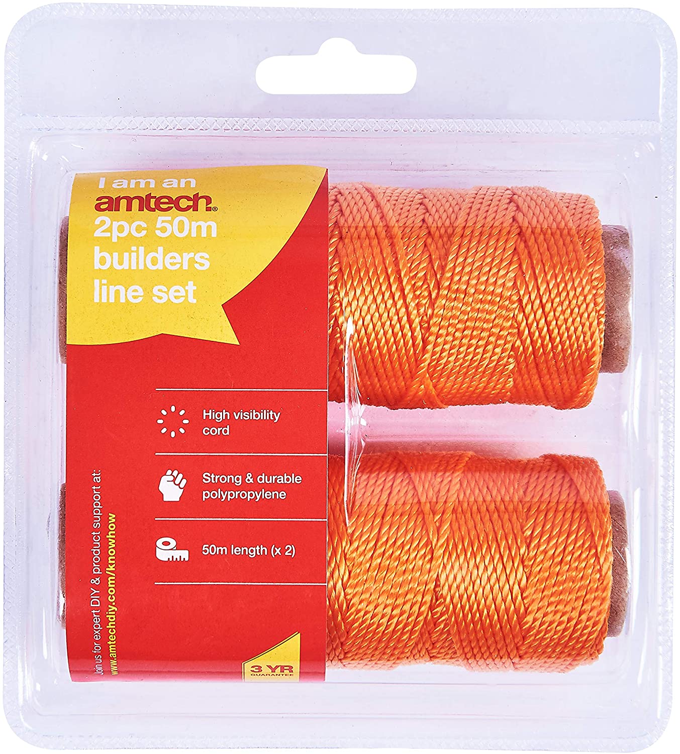 Amtech G3990 50m (165ft) builder's line (2 Pack), Transparent - Image 3