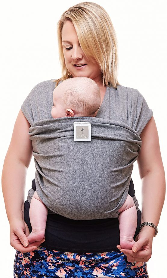 Baby Sling Wrap Premium Baby Carrier Newborn to Toddler - Original Stretchy Baby Wrap Carrier | One Size Fits All | Cozy & Soothing for Babies | Neutral Grey by Funki Flamingo