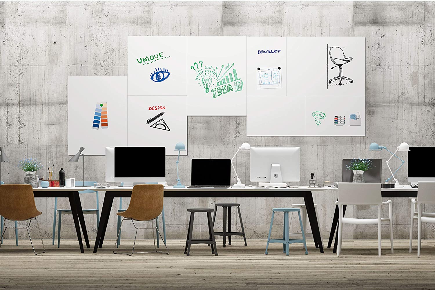Legamaster Board-Up Whiteboard, White, 75 x 75 cm, Frameless Magnetic Board Made of Lacquered Steel Including Wall Mount - Image 2