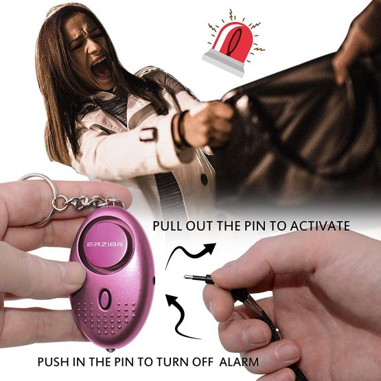 Eazior 140DB Police Approved Personal Security Alarm, Mini Loud Staff Panic Rape Attack safety Alarm Self Defense Keyring with Torch for Women Kids Night Worker Anti-theft Alarm (Purple/Black/Silver) - Image 3